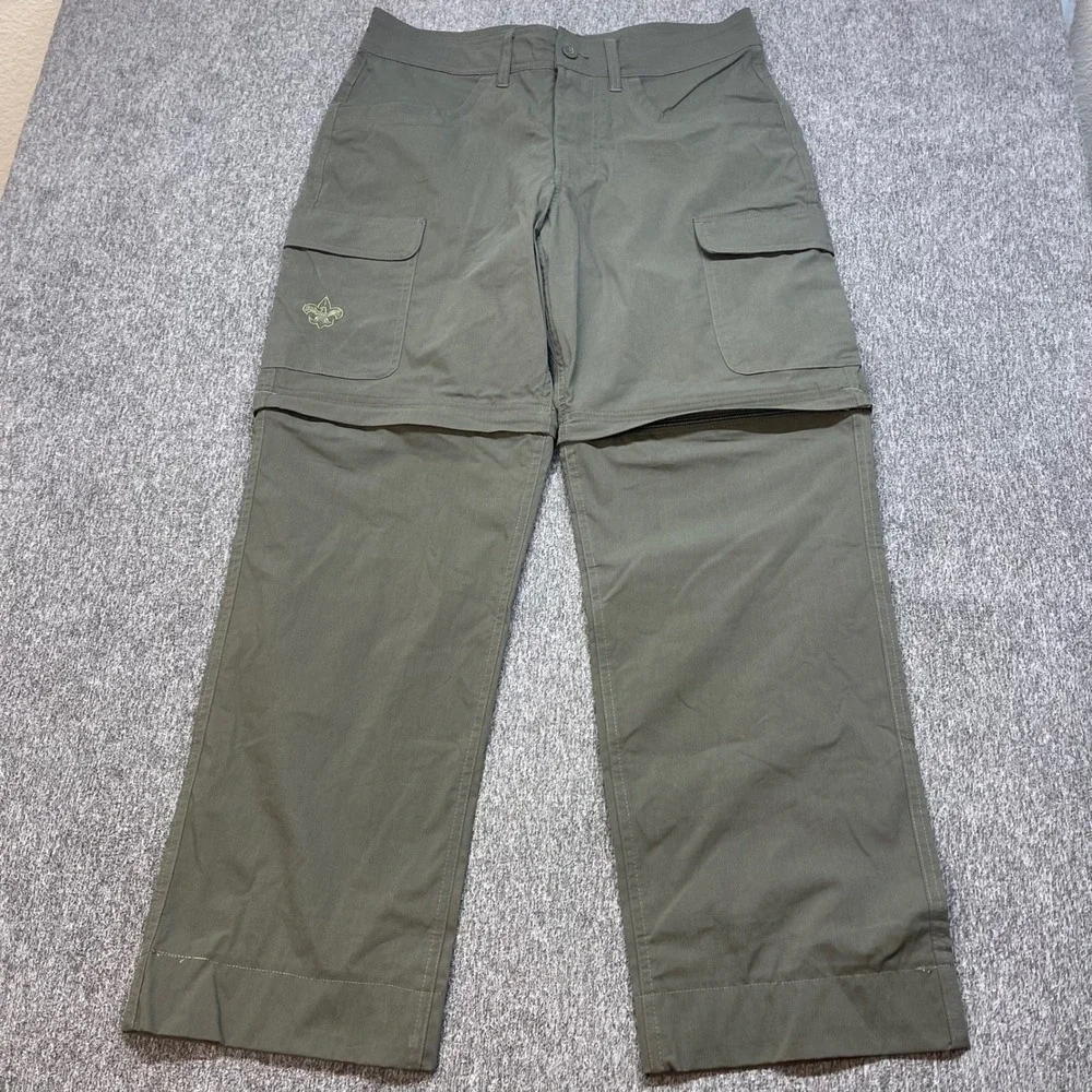 Boy Scouts of America Mens Switchback Pants 34 Green‎ Convertible Cargo Hiking